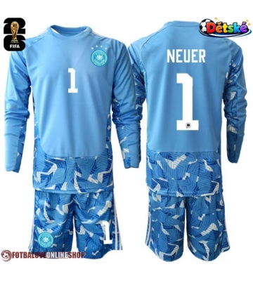 Německo Manuel Neuer #1 Brankář Venkovní dres komplet pro Děti MS 2026 Dlouhým Rukávem (+ Krátké kalhoty)